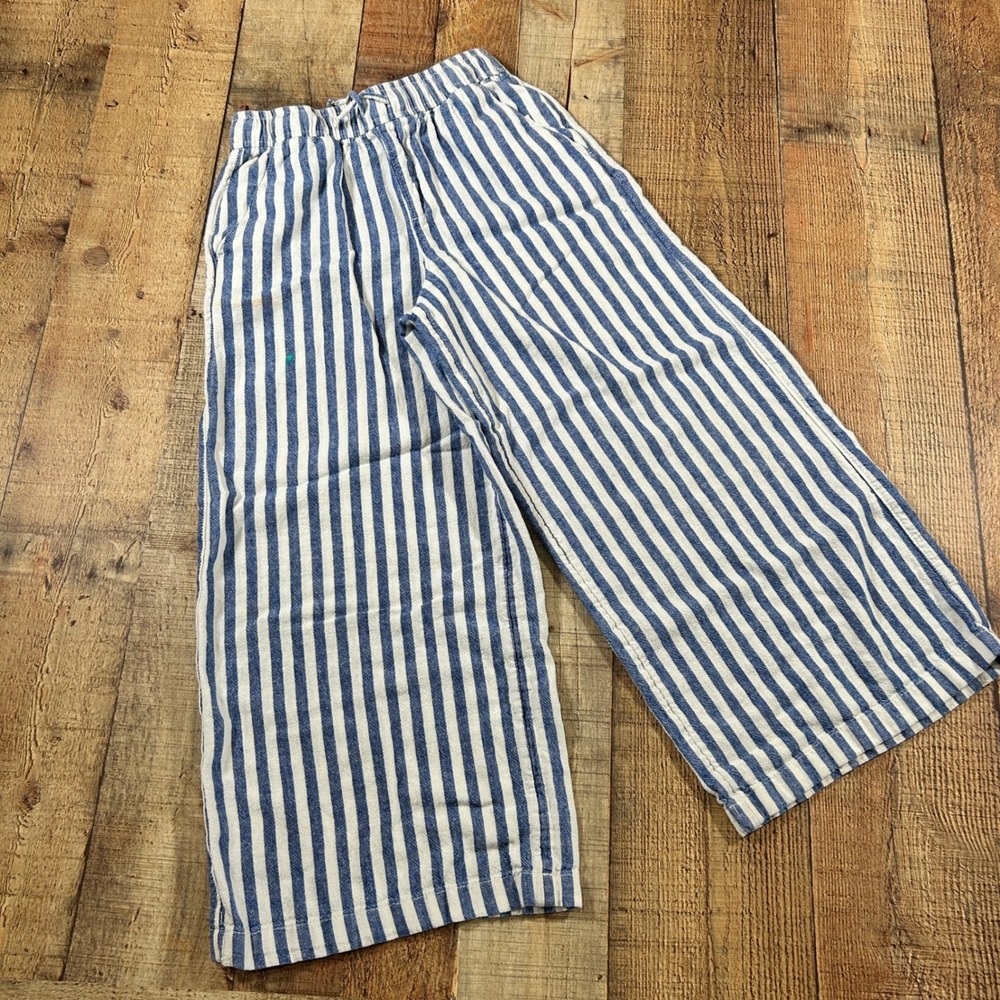 Old Navy Kids Girls Large 10 12 Striped Linen Wide Leg Pants Drawstring Flaw